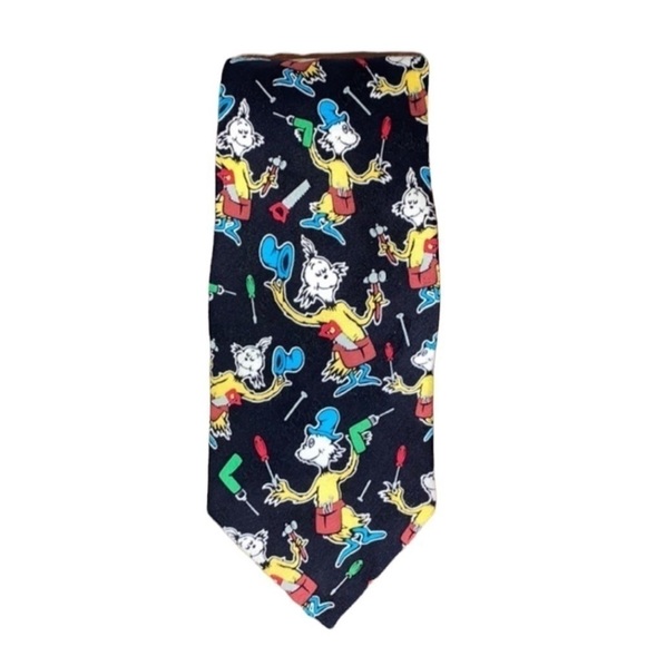 Vintage 90s Dr. Seuss Silk Tie Green Eggs And Ham New With Tags - Picture 1 of 5